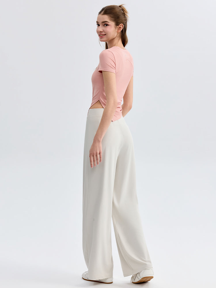 ハイウェスト ストレート ワイドパンツ ヨガパンツ