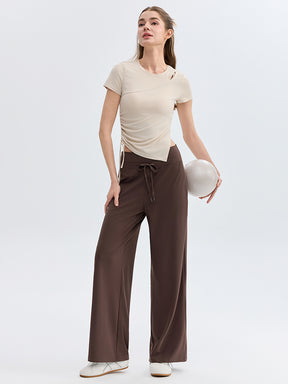 ハイウェスト ストレート ワイドパンツ ヨガパンツ