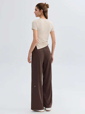 ハイウェスト ストレート ワイドパンツ ヨガパンツ