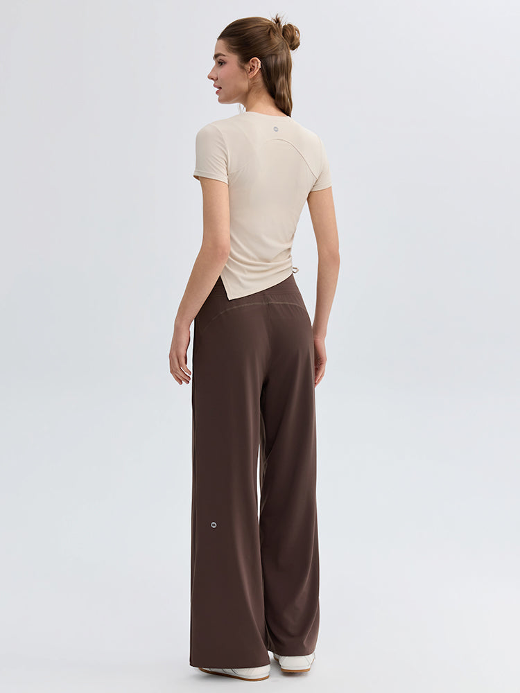 ハイウェスト ストレート ワイドパンツ ヨガパンツ