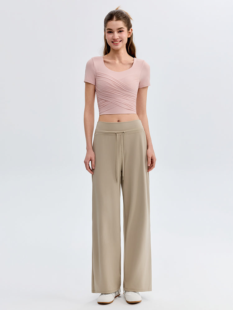 ハイウェスト ストレート ワイドパンツ ヨガパンツ