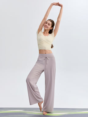 ハイウェスト ストレート ワイドパンツ ヨガパンツ