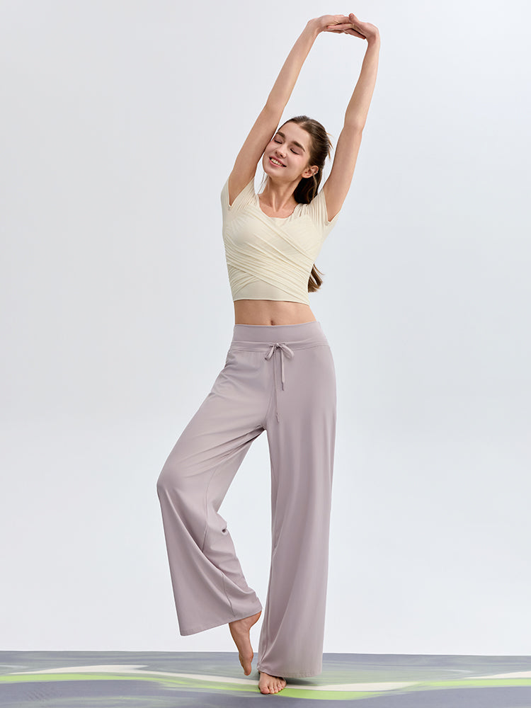 ハイウェスト ストレート ワイドパンツ ヨガパンツ