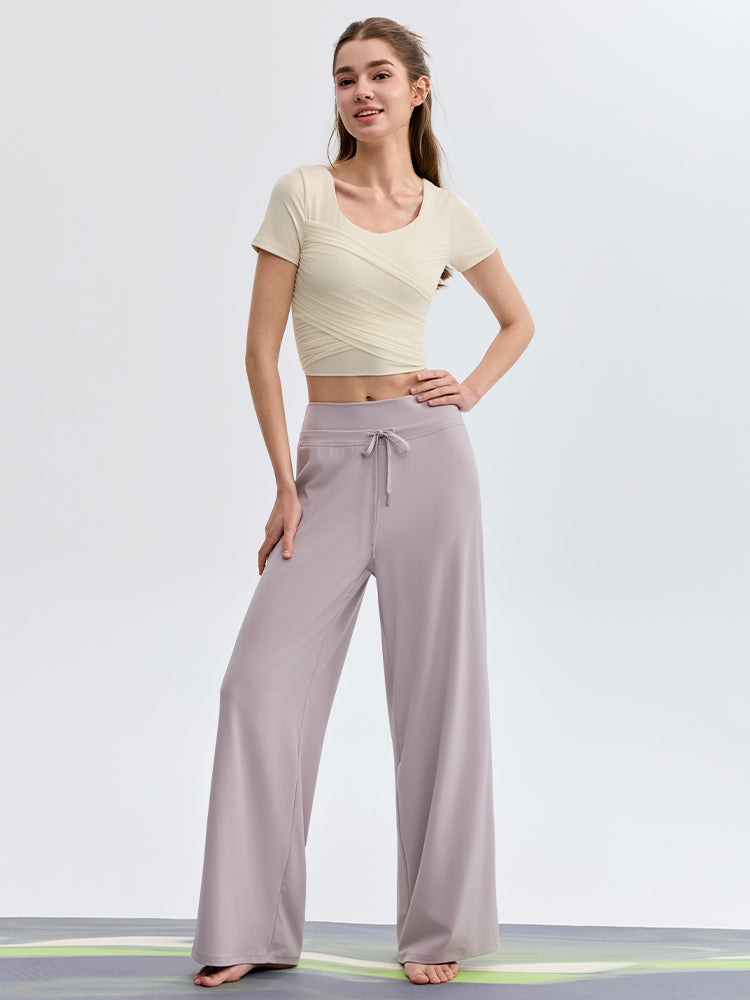 ハイウェスト ストレート ワイドパンツ ヨガパンツ