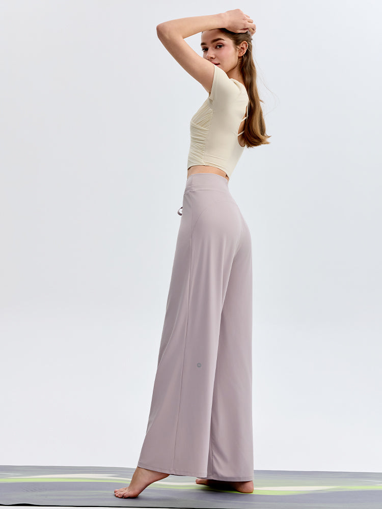 ハイウェスト ストレート ワイドパンツ ヨガパンツ