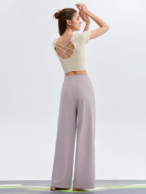 ハイウェスト ストレート ワイドパンツ ヨガパンツ