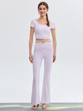 接触冷感 シャーリング フレアレギンス ピラティスウェア