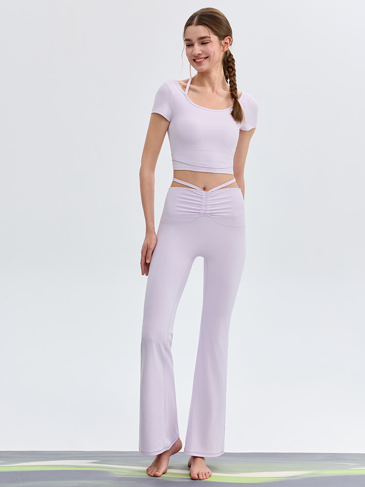 接触冷感 シャーリング フレアレギンス ピラティスウェア