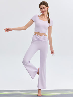 接触冷感 シャーリング フレアレギンス ピラティスウェア