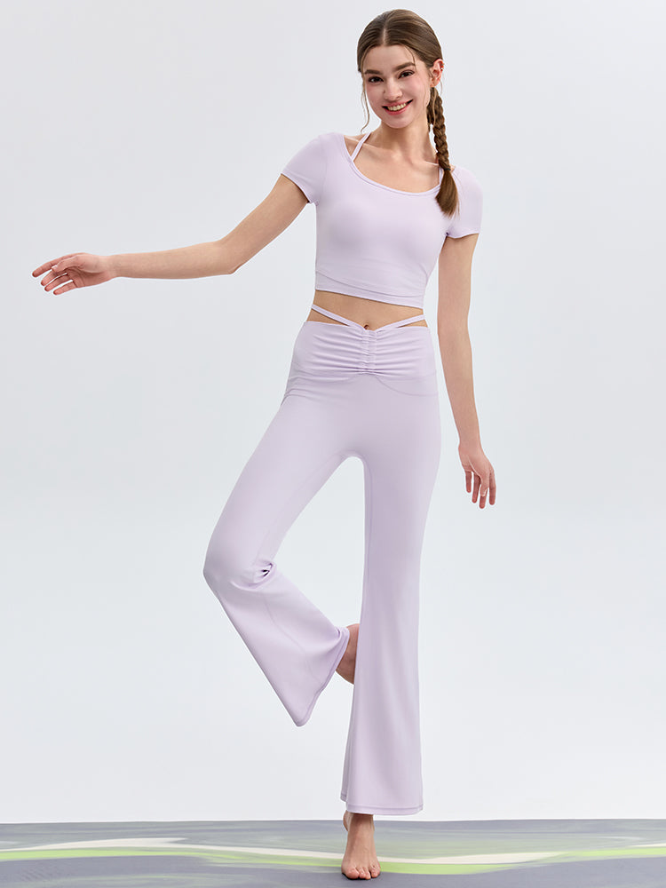 接触冷感 シャーリング フレアレギンス ピラティスウェア