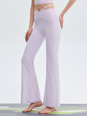 接触冷感 シャーリング フレアレギンス ピラティスウェア