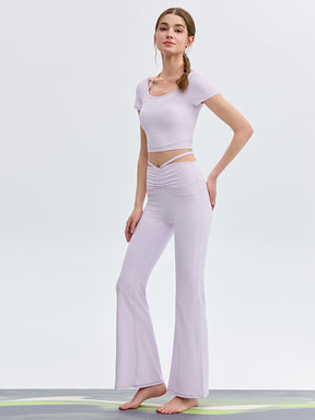 接触冷感 シャーリング フレアレギンス ピラティスウェア