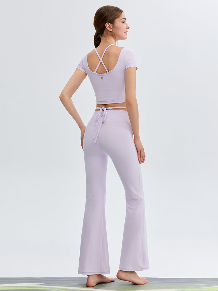 接触冷感 シャーリング フレアレギンス ピラティスウェア