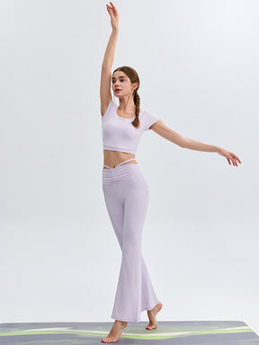 接触冷感 シャーリング フレアレギンス ピラティスウェア