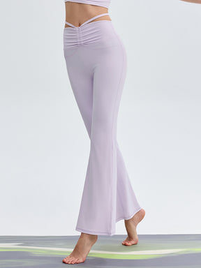 接触冷感 シャーリング フレアレギンス ピラティスウェア