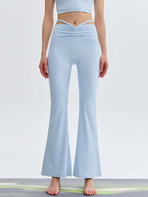 接触冷感 シャーリング フレアレギンス ピラティスウェア