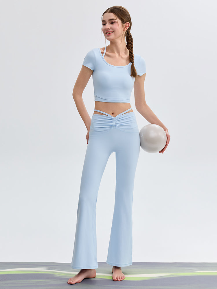 接触冷感 シャーリング フレアレギンス ピラティスウェア