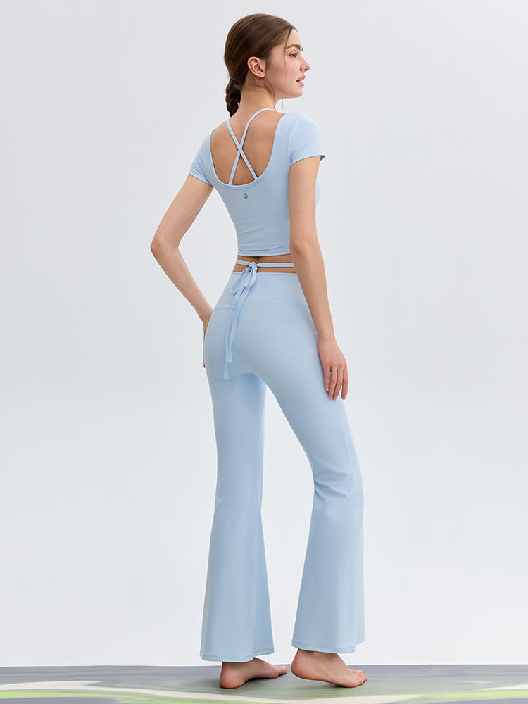 接触冷感 シャーリング フレアレギンス ピラティスウェア