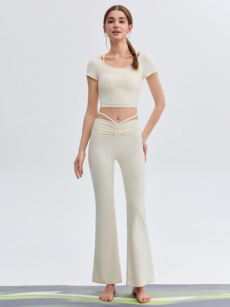 接触冷感 シャーリング フレアレギンス ピラティスウェア