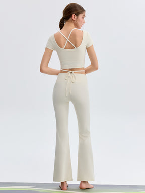 接触冷感 シャーリング フレアレギンス ピラティスウェア