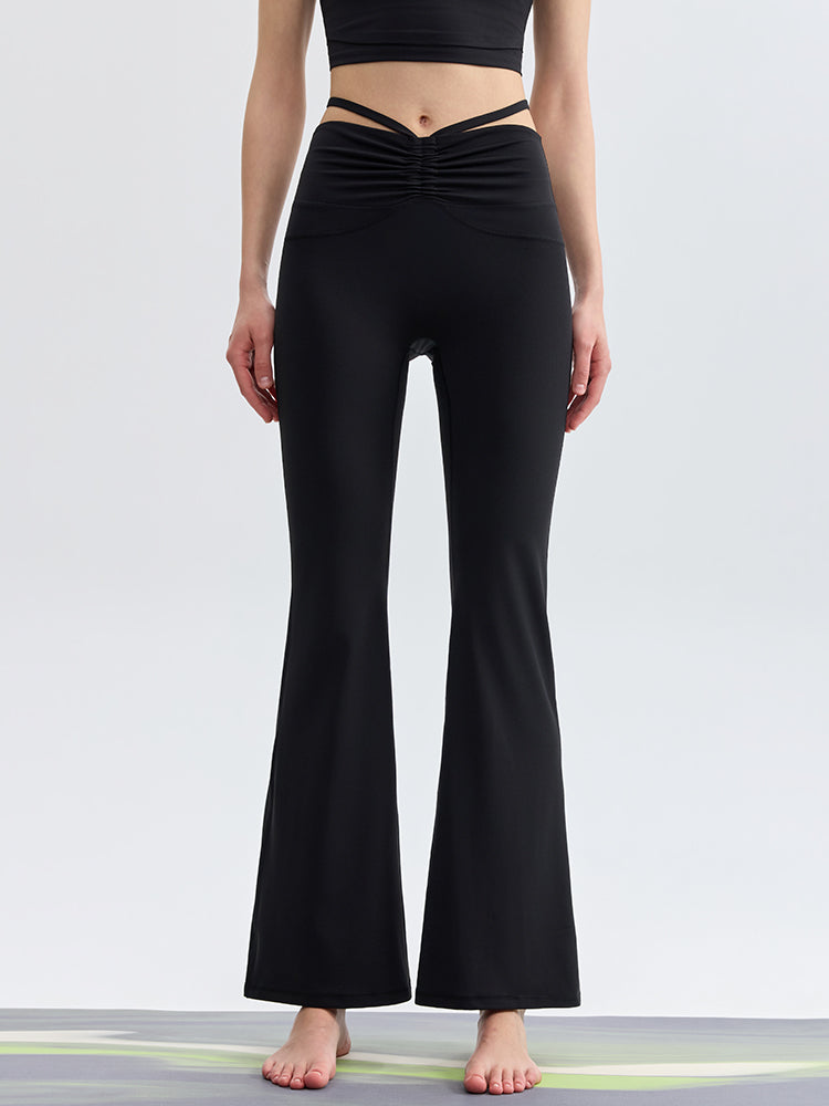 接触冷感 シャーリング フレアレギンス ピラティスウェア