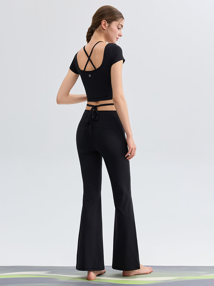 接触冷感 シャーリング フレアレギンス ピラティスウェア