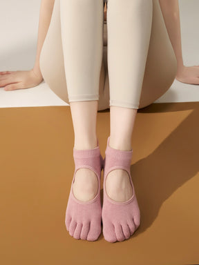 本革 滑り止める付き 甲あき 5本指ソックス