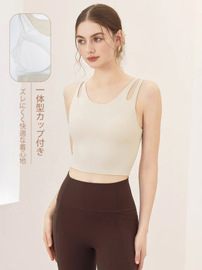 ダブルストラップ スポーツブラ パッド付き