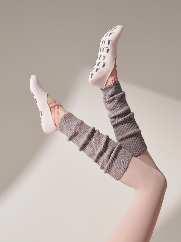 厚手 ハイソックス 滑り止める付き ピラティス靴下 レッグウォーマー付きソックス