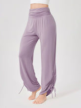 ハイウェスト ヨガパンツ ワイド  ドローコード付き