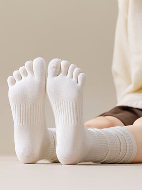 ベーシック 無地 リブ ミドル丈 5本指ソックス