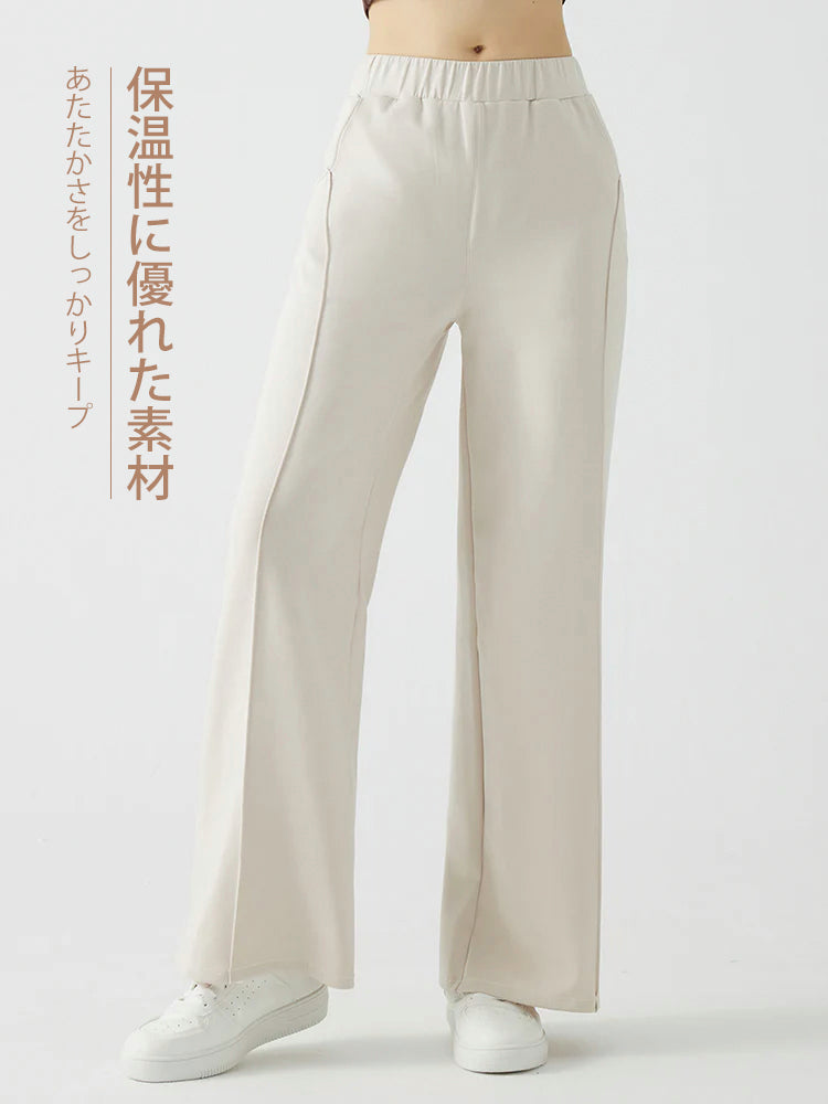 冬用 保温 ゆったり ワイドパンツ 裏起毛