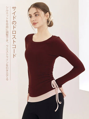 秋冬 配色 アシンメトリーヘム 長袖