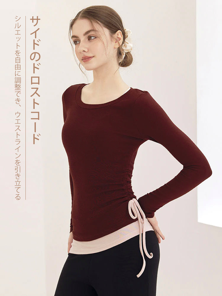 秋冬 配色 アシンメトリーヘム 長袖