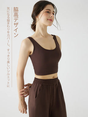 背中見せ Uネック パッド付き ブラトップ