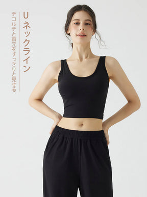 背中見せ Uネック パッド付き ブラトップ