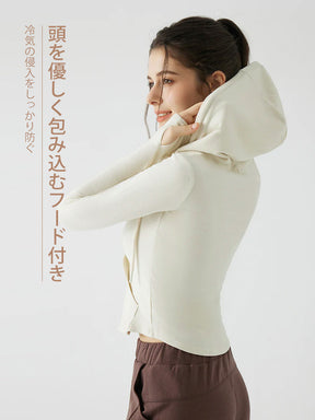 秋冬 スリムフィット フード付き パーカ