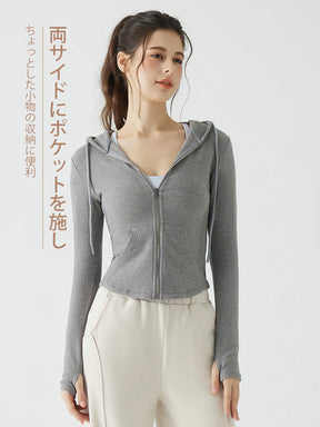 秋冬 スリムフィット フード付き パーカ