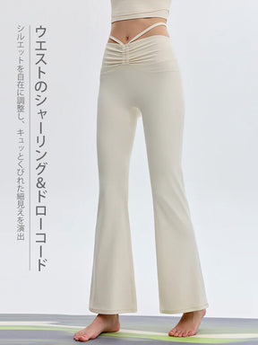 接触冷感 シャーリング フレアレギンス ピラティスウェア