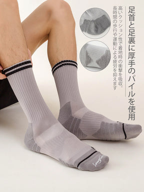メンズ  スポーツ ダブルライン 普段使い クルーソックス