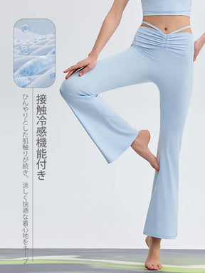 接触冷感 シャーリング フレアレギンス ピラティスウェア