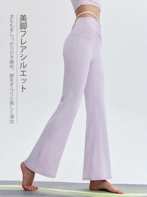 接触冷感 シャーリング フレアレギンス ピラティスウェア