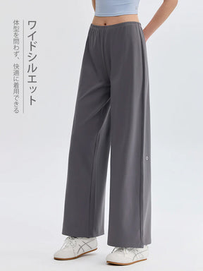 ソフトタッチ カジュアル 体型カバー スポーツウェア ワイドパンツ