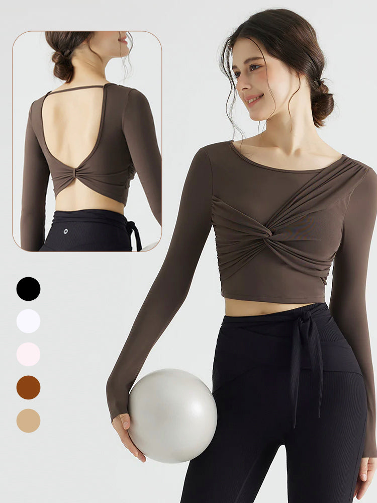 背中見せ 蝶結び風 長袖 パッド付き