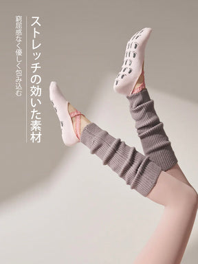 厚手 ハイソックス 滑り止める付き ピラティス靴下 レッグウォーマー付きソックス