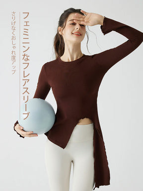 フレアスリーブ スリット入り 長袖