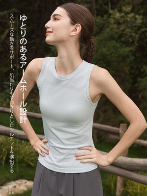 シームレス 軽量 速乾 ノースリーブ タンクトップ