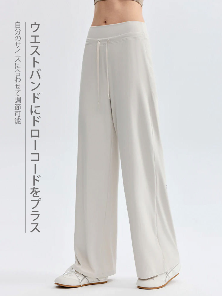 ハイウェスト ストレート ワイドパンツ ヨガパンツ