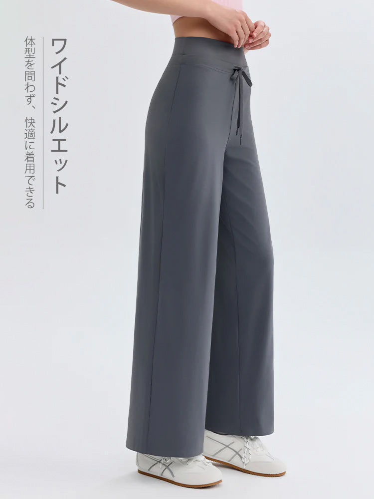 ハイウェスト ストレート ワイドパンツ ヨガパンツ
