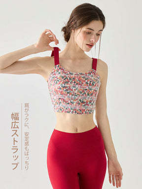 プリント柄 メッシュ ブラトップパッド付き